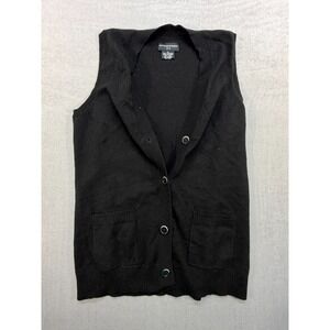 Vintage Sutton Studio 100% Cashmere Button up Vest Black Petite Small